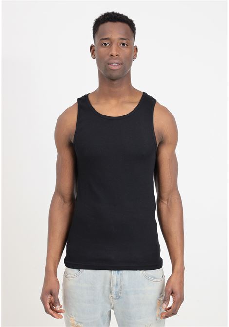 Black ribbed men's sleeveless t-shirt IM BRIAN | CN2903009